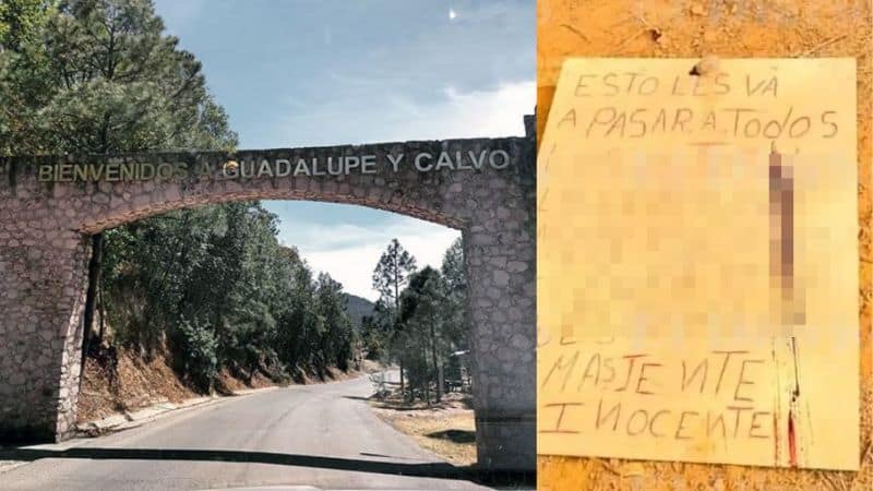 Dejan cuerpo quemado y empalado con narcomensaje en Guadalupe y Calvo