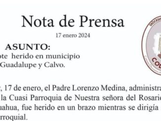 Investiga FGE hechos en los que sacerdote y mujer resultaron heridos de bala, en Guadalupe y Calvo