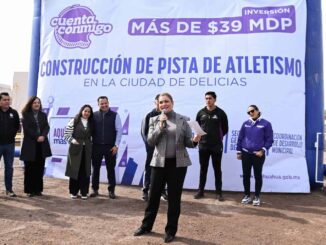 Maru Campos arranca la construcción de pista de atletismo en Delicias