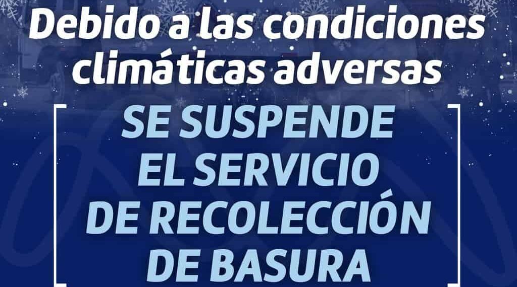 Servicio de recolección de basura se reanudará en cuanto clima mejore