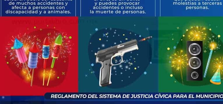 Pide Gobierno Municipal no lanzar vivas ni utilizar armas de fuego para recibir el 2025