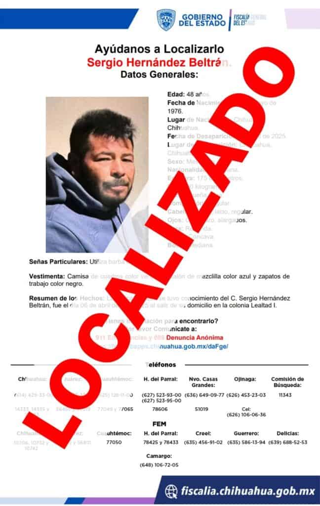 Regresan a sus hogares sanos y salvos a tres masculinos con reporte de ausencia en la ciudad de Chihuahua