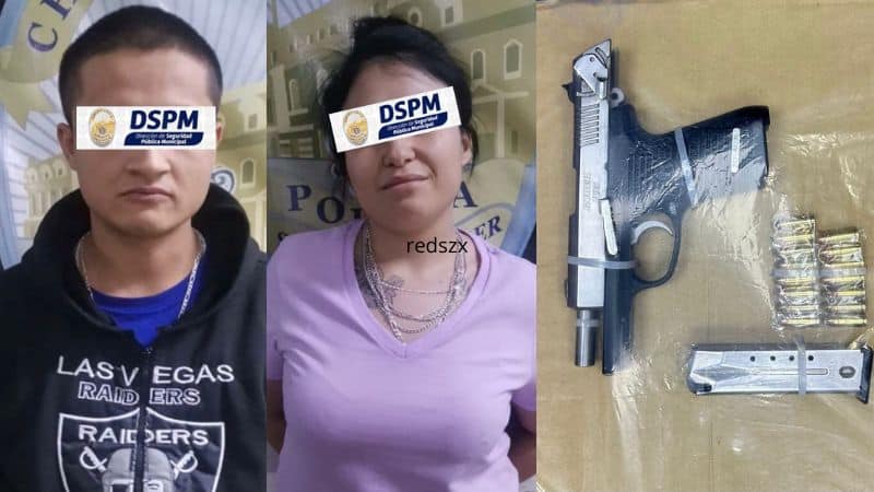 Detienen a pareja con arma de fuego, cartuchos y 61 bolsas de cristal en el Centro