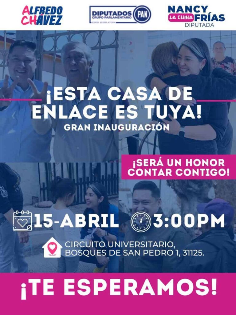 Diputados Nancy “La China” Frías y Alfredo Chávez invitan a la apertura de su Casa de Enlace Ciudadano