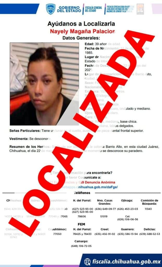 FEM localiza sana y salva a mujer que contaba con reporte de ausencia