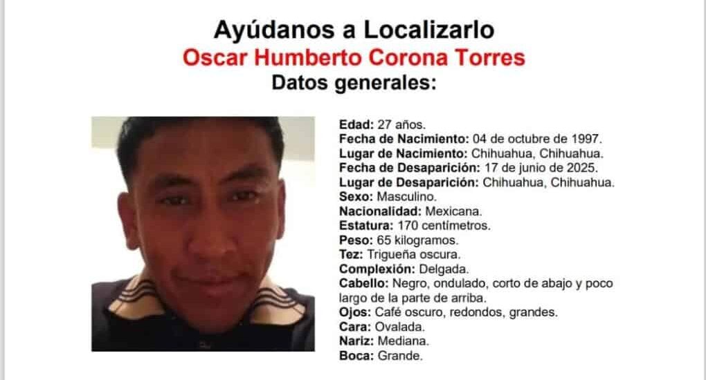 Mantiene Fiscalía Zona Centro búsqueda de Óscar Humberto Corona Torres