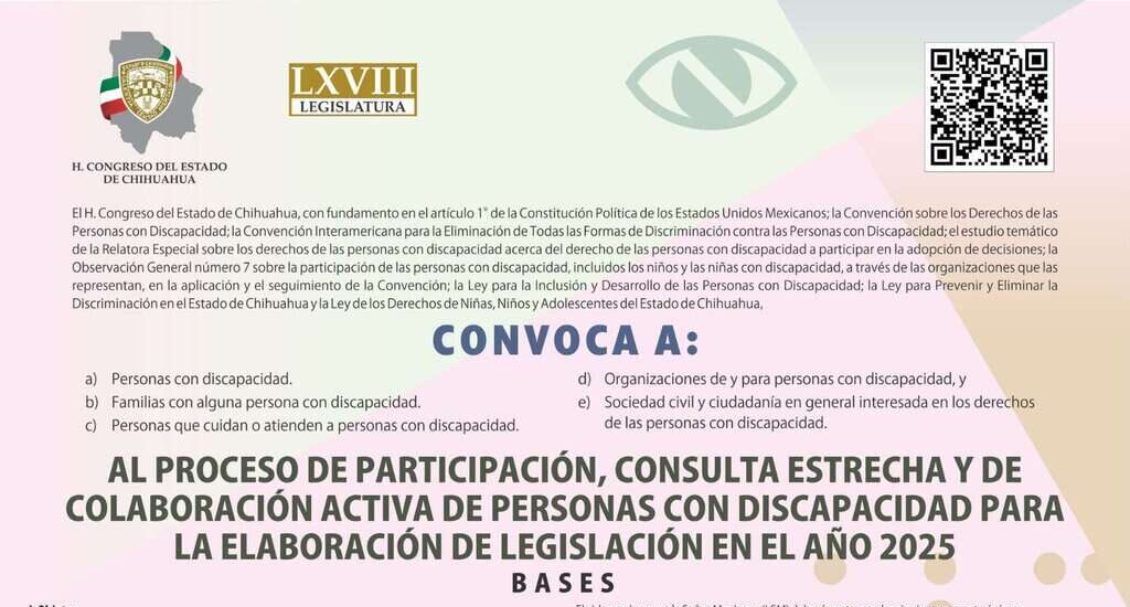 Próximo lunes inicia consulta a personas con discapacidad para legislación 2025