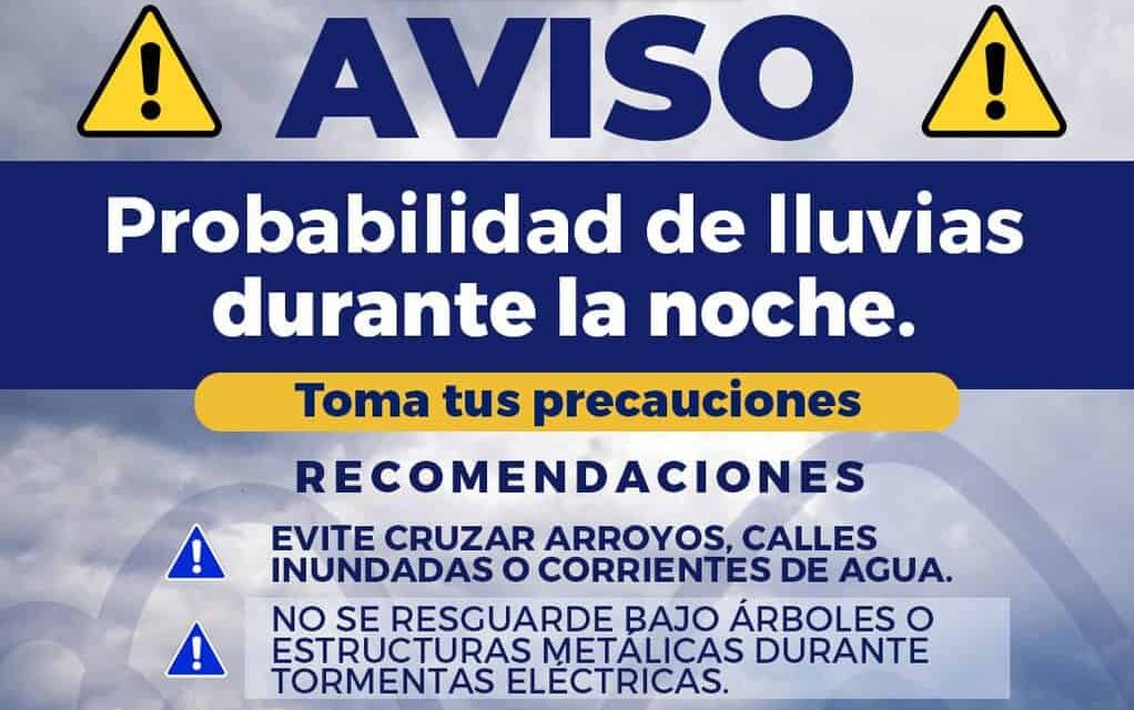 Probabilidad de lluvias incrementará por la noche en la capital, toma precauciones