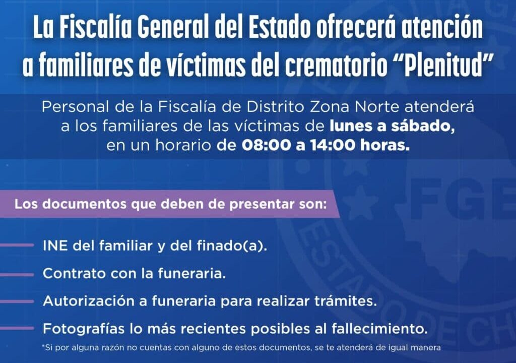 Mantendrá Fiscalía atención a familiares víctimas de crematorio “Plenitud”