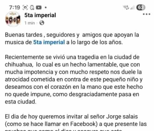 Agrupación musical desmiente cualquier vínculo con padrastro de Jasiel