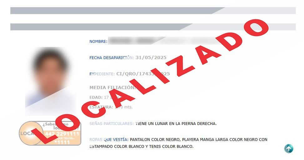 Localiza Fiscalía en Chihuahua a joven con reporte de desaparición en Querétaro