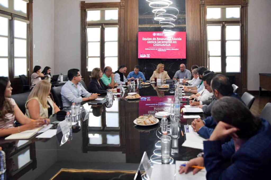 Maru Campos y autoridades del Gobierno Federal dan seguimiento a la estrategia de vacunación contra el sarampión