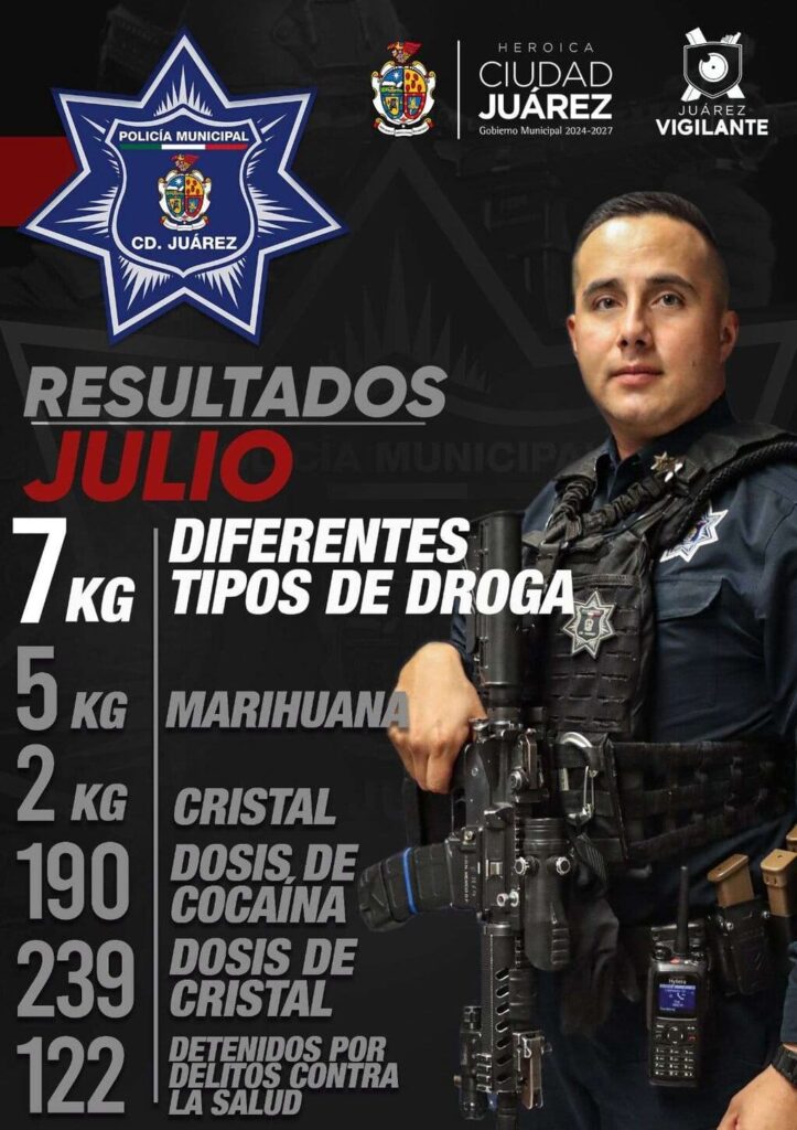 Detiene Policía Municipal a 122 narcomenudistas en Julio