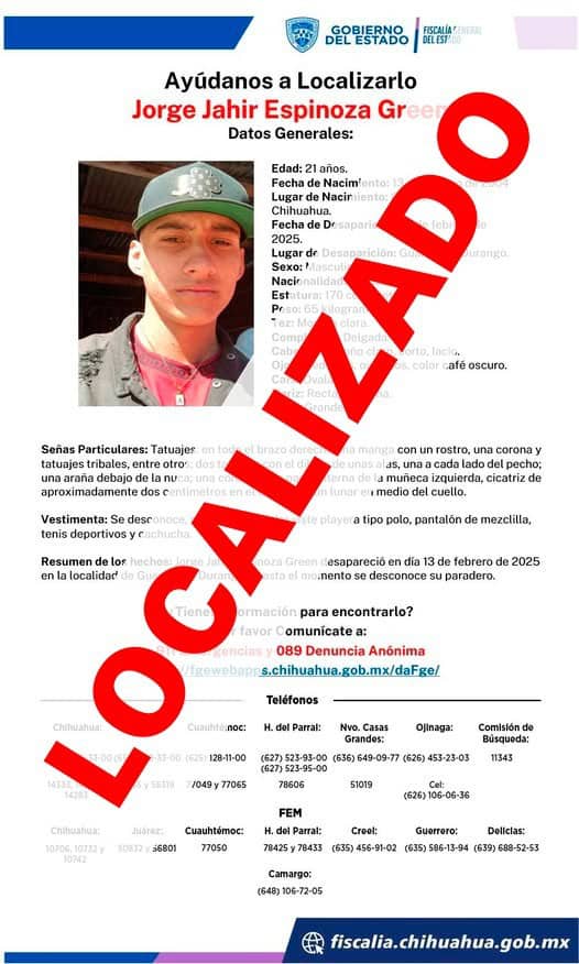 Localiza FGE Zona Sur a joven con reporte de desaparición