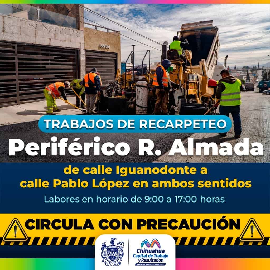Mañana, habrá recarpeteo en tramo del periférico R. Almada