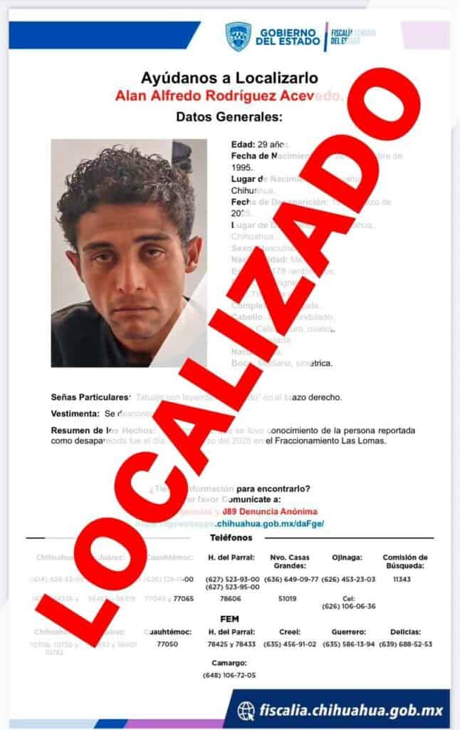 Localizan a hombre reportado ausente en la ciudad de Chihuahua