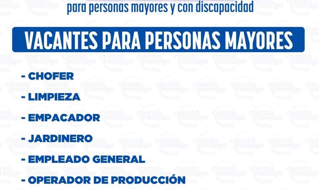 Gobierno del Estado ofrece nuevas vacantes laborales para personas mayores
