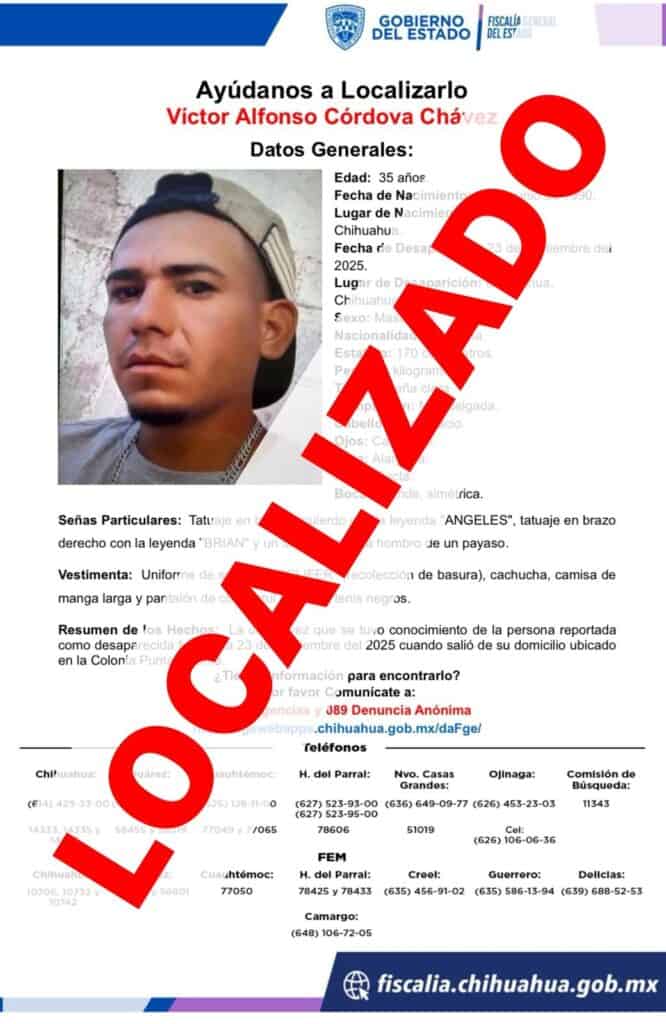 Localizan a hombre que se ausentó en la colonia Punta Oriente