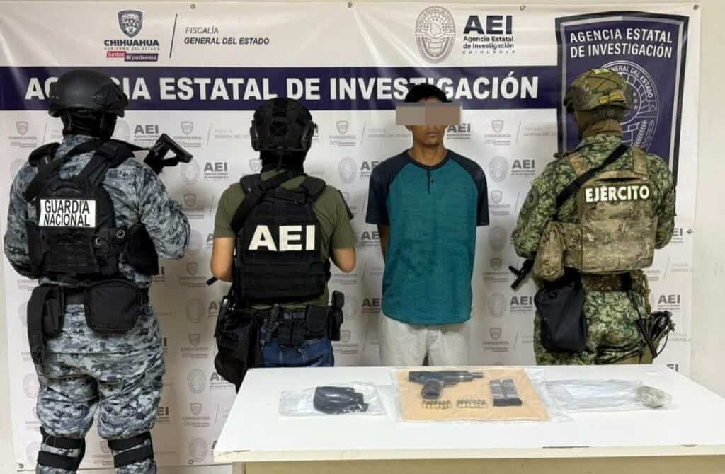Detiene AEI a sujeto en posesión de arma de fuego y marihuana en Ciudad Juárez