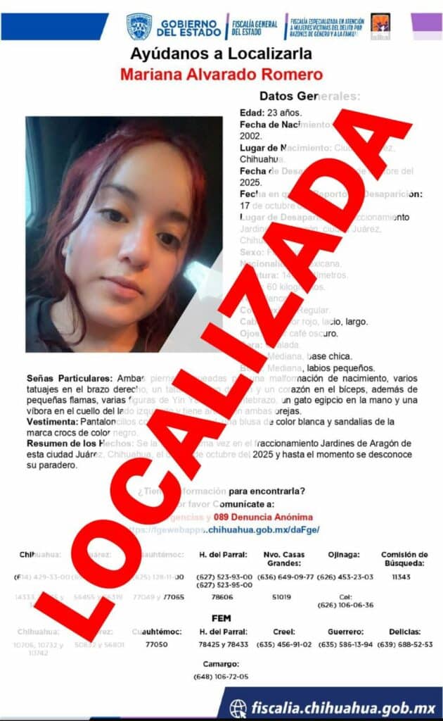 Localizan sana y salva a mujer reportada ausente ayer viernes