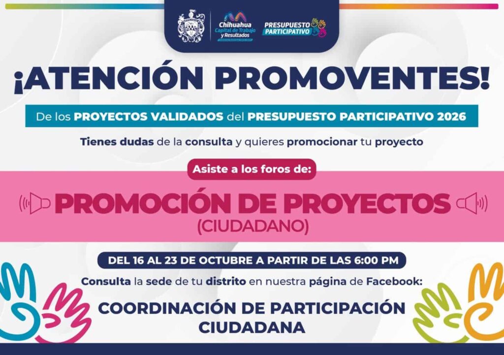 Invita Municipio a participar en los foros de promoción de proyectos del Presupuesto Participativo 2026