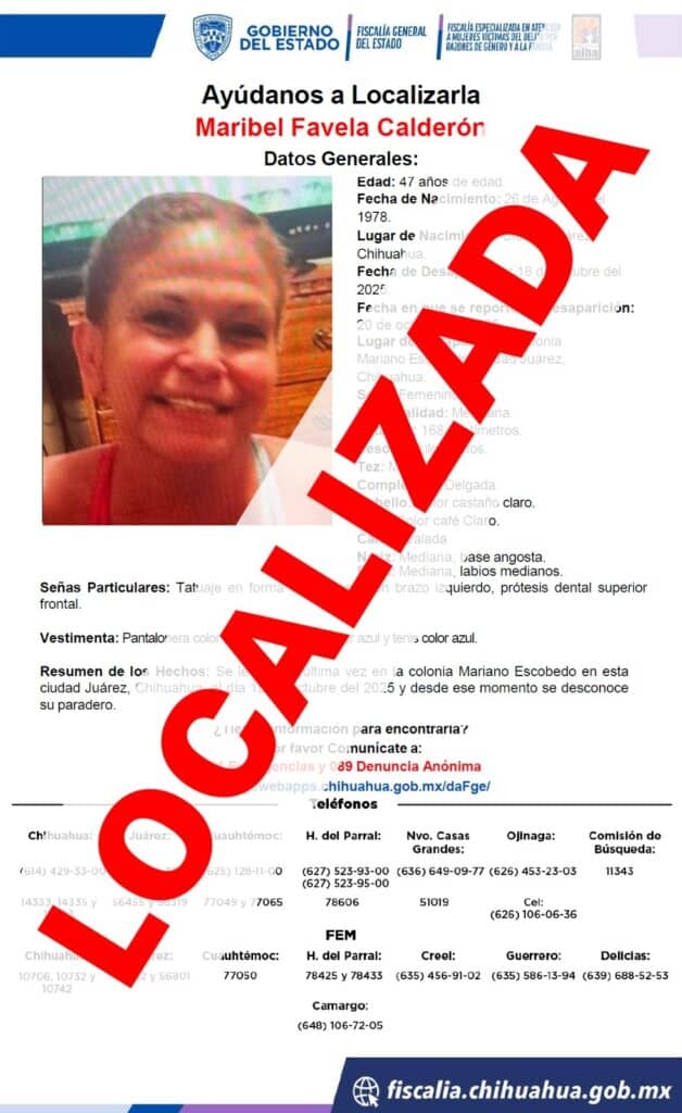 Localizan sana y salva a mujer reportada ausente en la colonia Mariano Escobedo