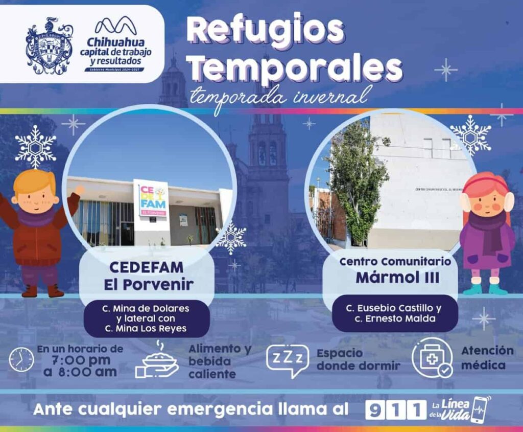 Abrirán HOY refugios temporales del Gobierno Municipal por bajas temperaturas
