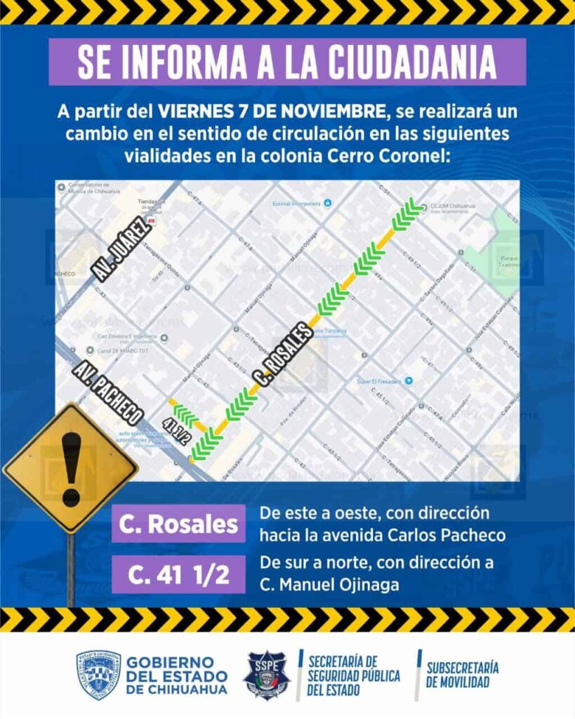 Cambian de sentido calles de la colonia Cerro Coronel para mejorar la movilidad