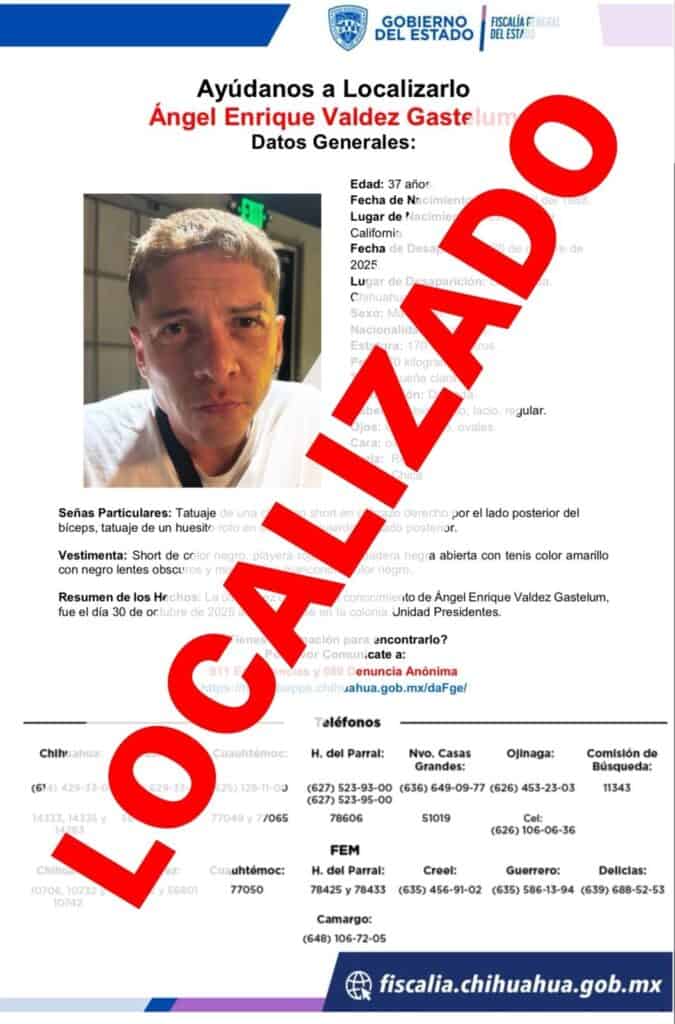 Localiza Fiscalía a hombre que tenía reporte de ausencia en la ciudad de Chihuahua