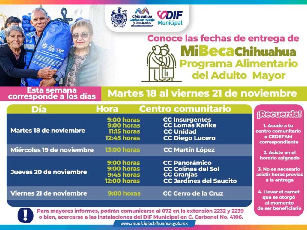 AQUÍ puedes recoger del 18 al 21 de noviembre, tu apoyo PAAM del DIF Municipal