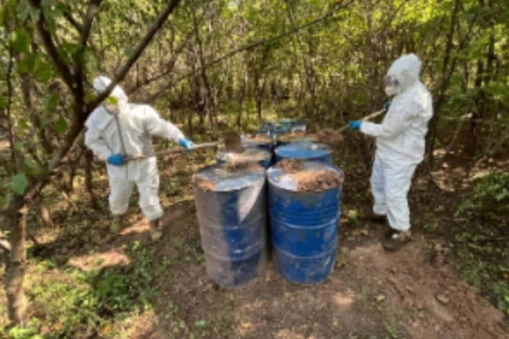 Aseguran tres mil 500 litros de químicos y destruyen artefactos explosivos improvisados