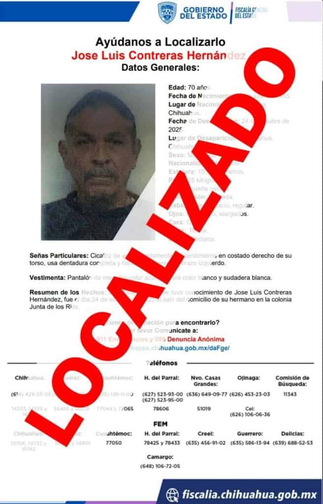 Localiza Fiscalía Centro a dos hombres con reporte de ausencia en Chihuahua