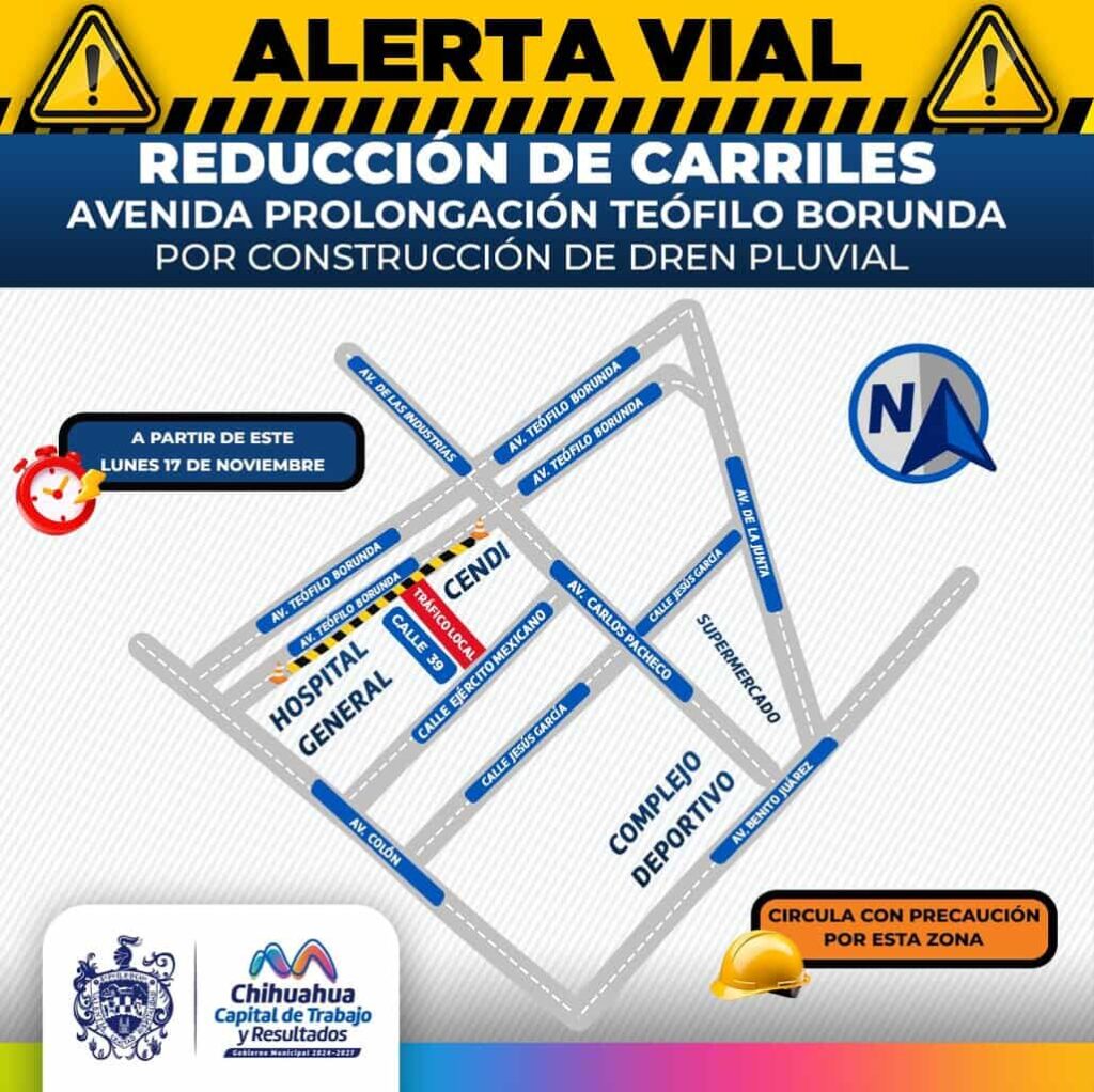Construirá dren pluvial en el canal o Teófilo Borunda Sur, alerta por reducción de carriles
