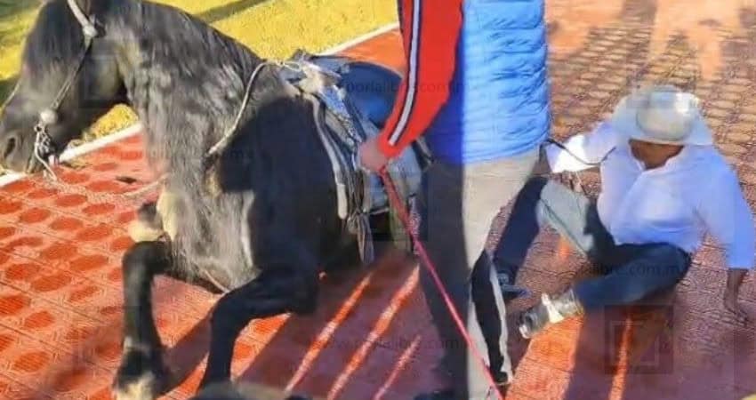 Derriba caballo al «Caballo» Lozoya en la Plaza Hidalgo