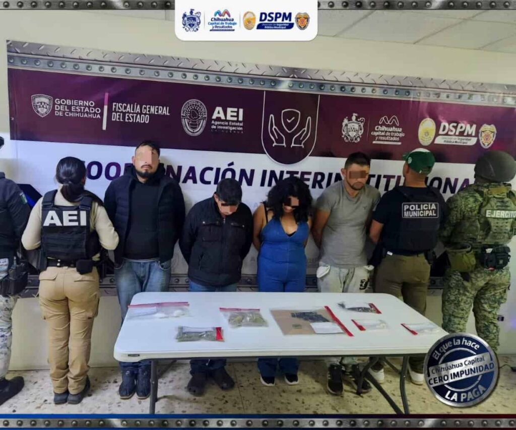 Aseguran a 4 en operativo conjunto, les encuentran arma de fuego y droga