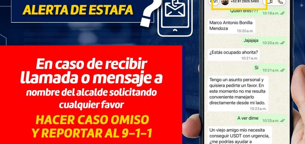 Advierte Gobierno Municipal sobre números falsos que suplantan al alcalde Marco Bonilla