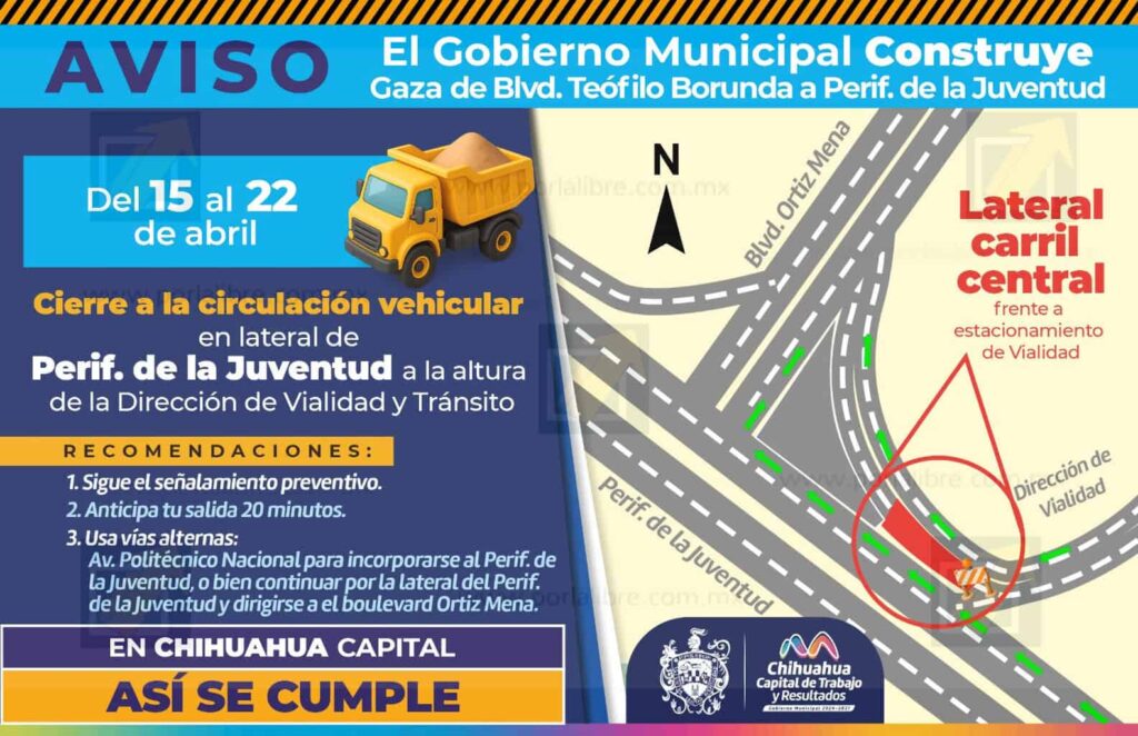 ¡Alerta Vial! Cerrarán circulación en tramo de lateral del periférico por modernización de línea de agua potable