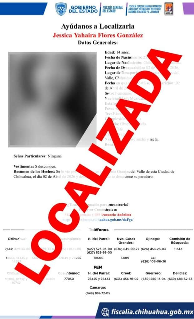 Localiza FEM a tres personas ausentes en Chihuahua