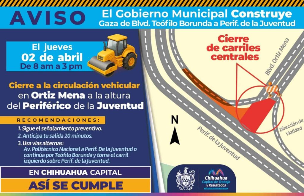 ¡Toma precauciones! Cierre temporal del Ortiz Mena por trabajos de infraestructura hidráulica